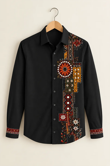 Gentlehaus Man Black Panel Shirt