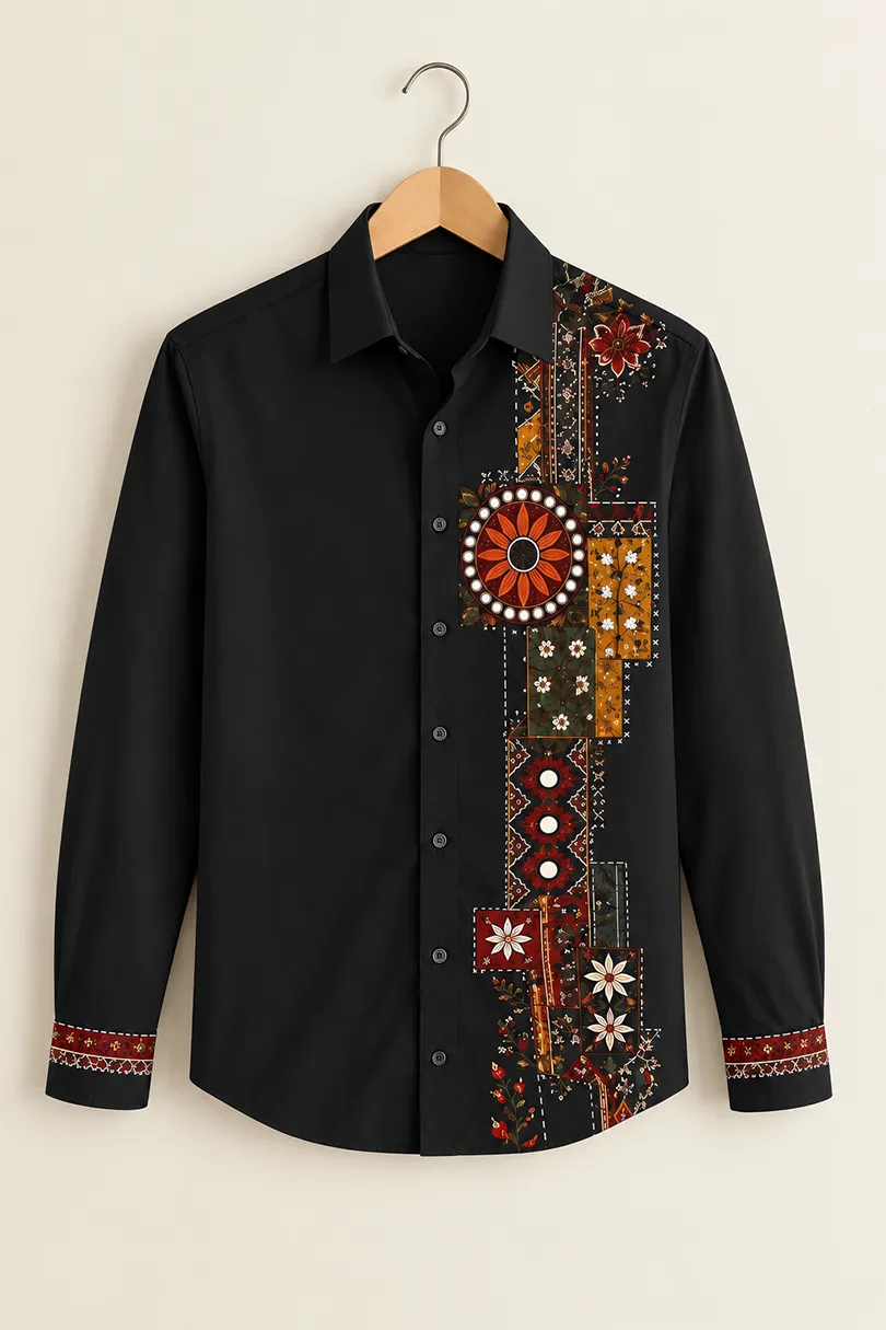Gentlehaus Man Black Panel Shirt