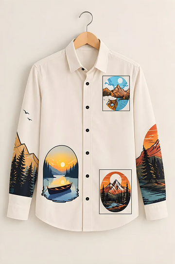 Men's Mountain Art Printed Shirt