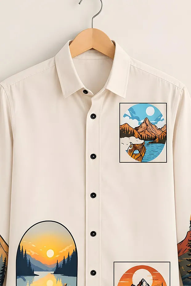 Men's Mountain Art Printed Shirt